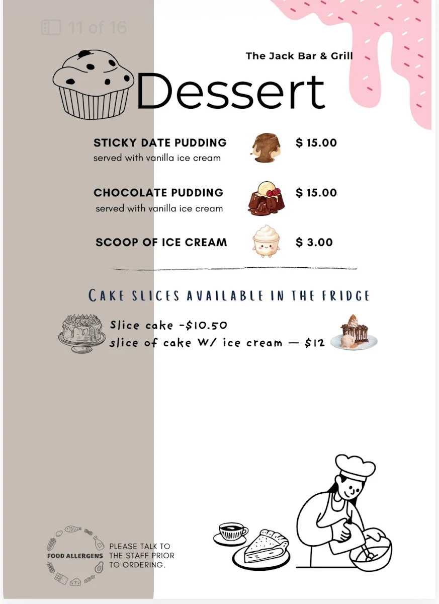 Menu, The Jack Bar & Bistro