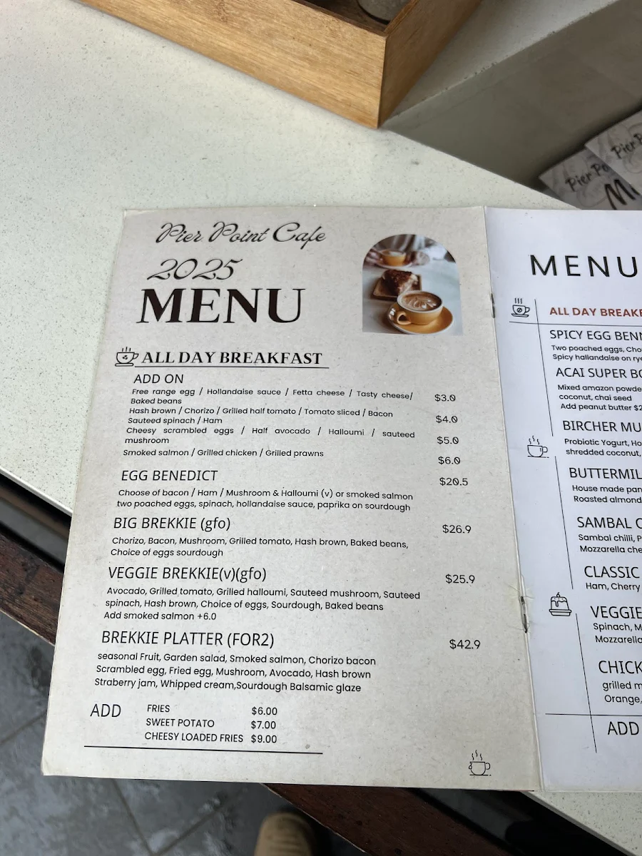 Menu, Pier Point Cafe
