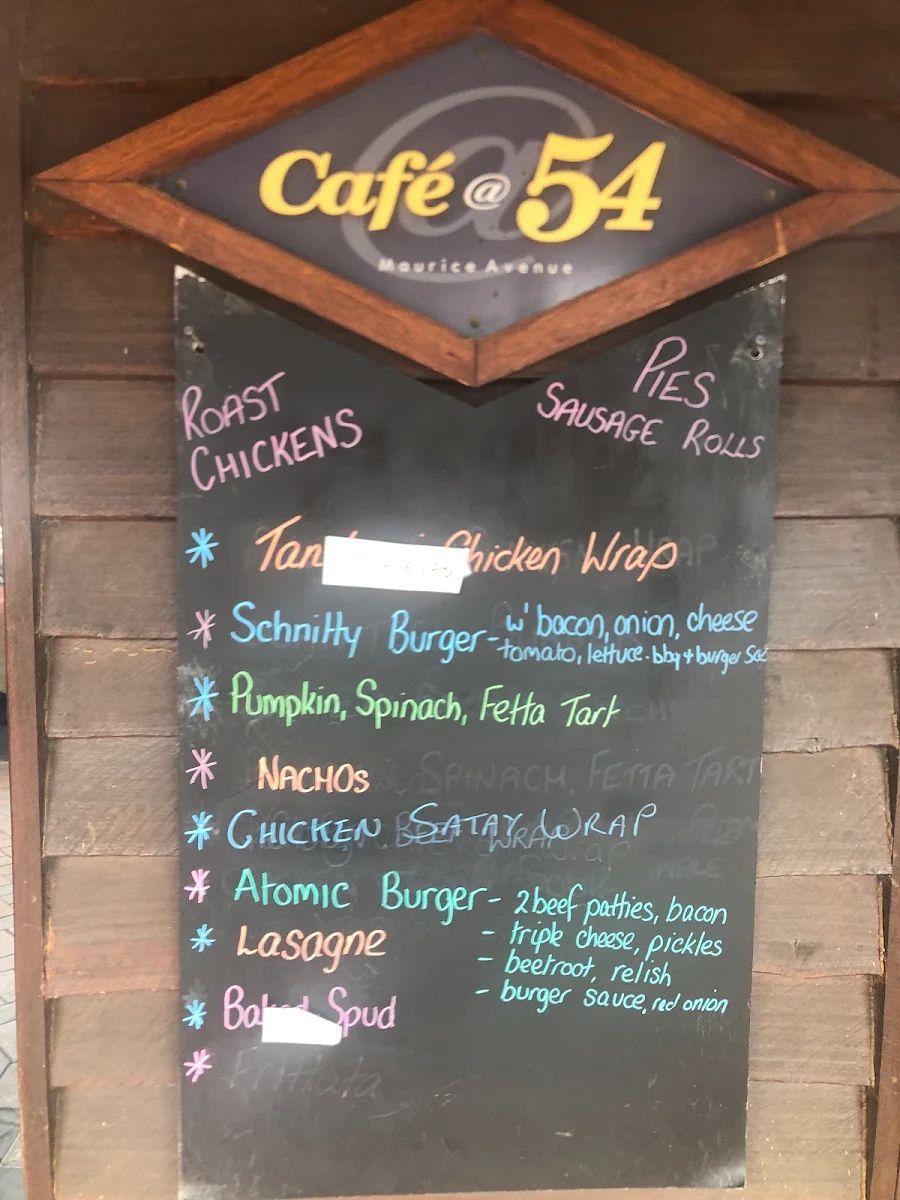 Menu, Cafe 54
