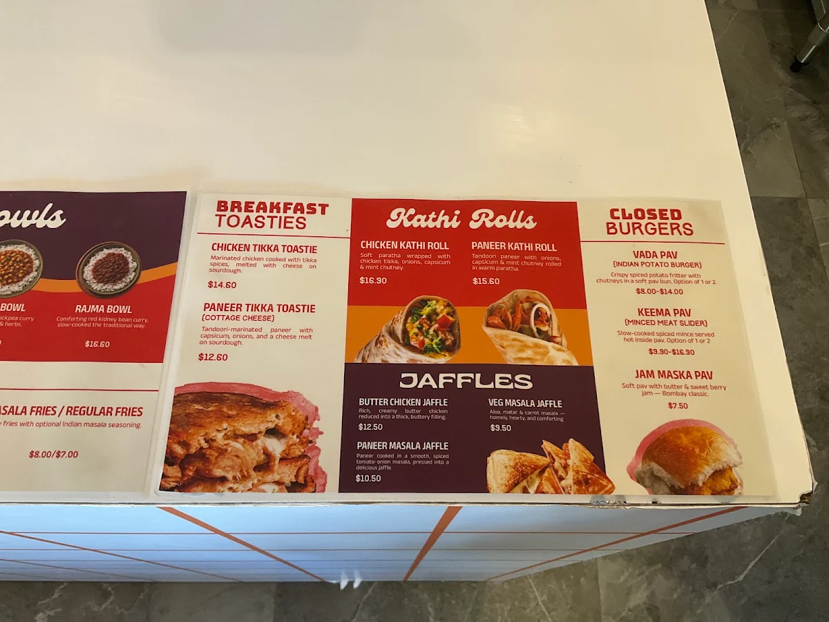 Menu, Papa Chai | Modern Indian Cafe | Curry Bowls & Jaffles