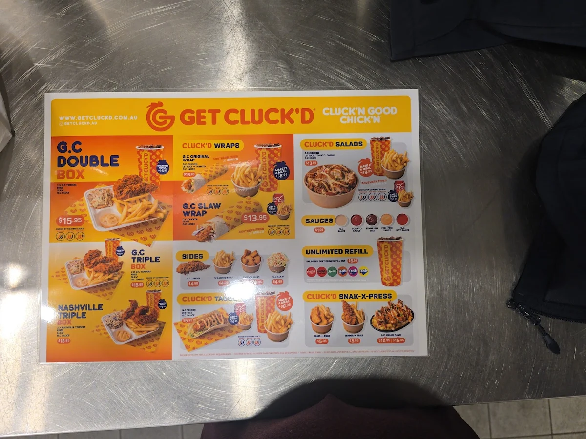 Menu, FAT JAK'S / GET CLUCK'D MERRYLANDS