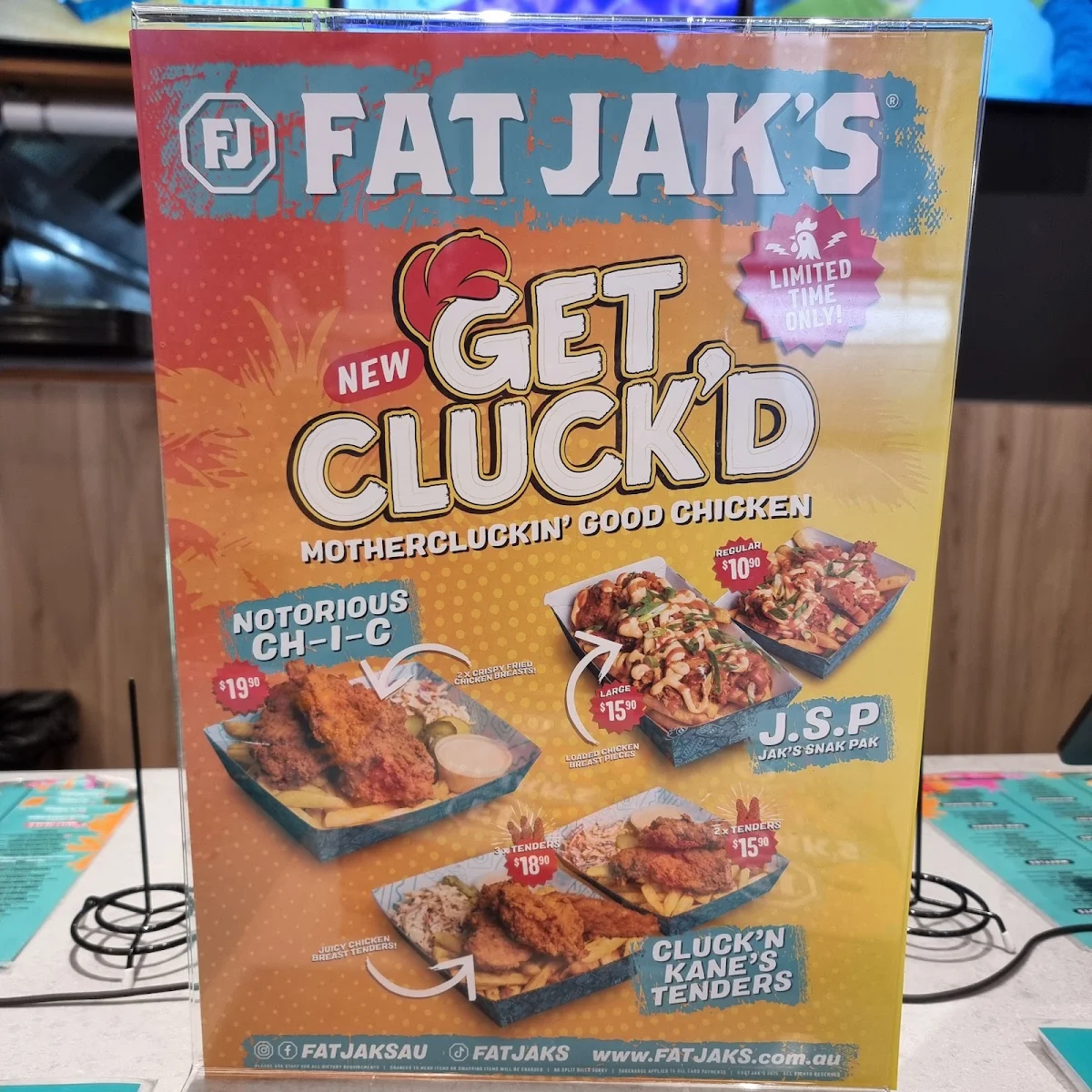 Menu, FAT JAK'S / GET CLUCK'D MERRYLANDS