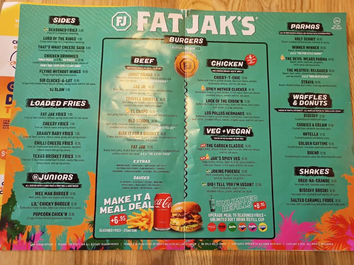 Menu, FAT JAK'S / GET CLUCK'D MERRYLANDS