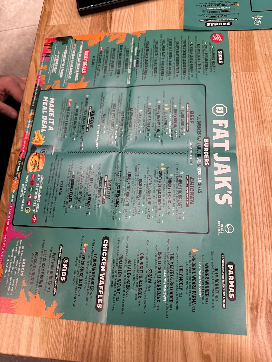 Menu, FAT JAK'S / GET CLUCK'D MERRYLANDS