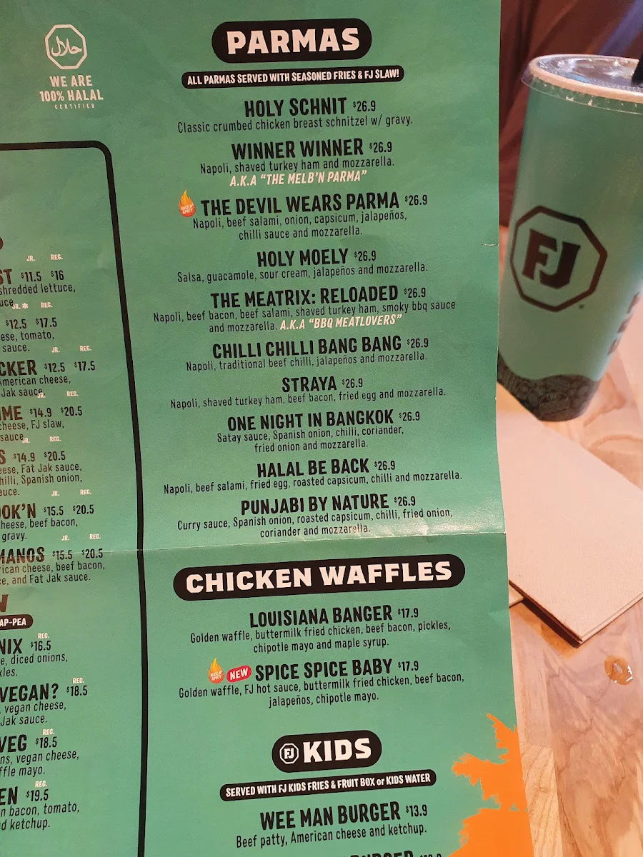 Menu, FAT JAK'S / GET CLUCK'D MERRYLANDS