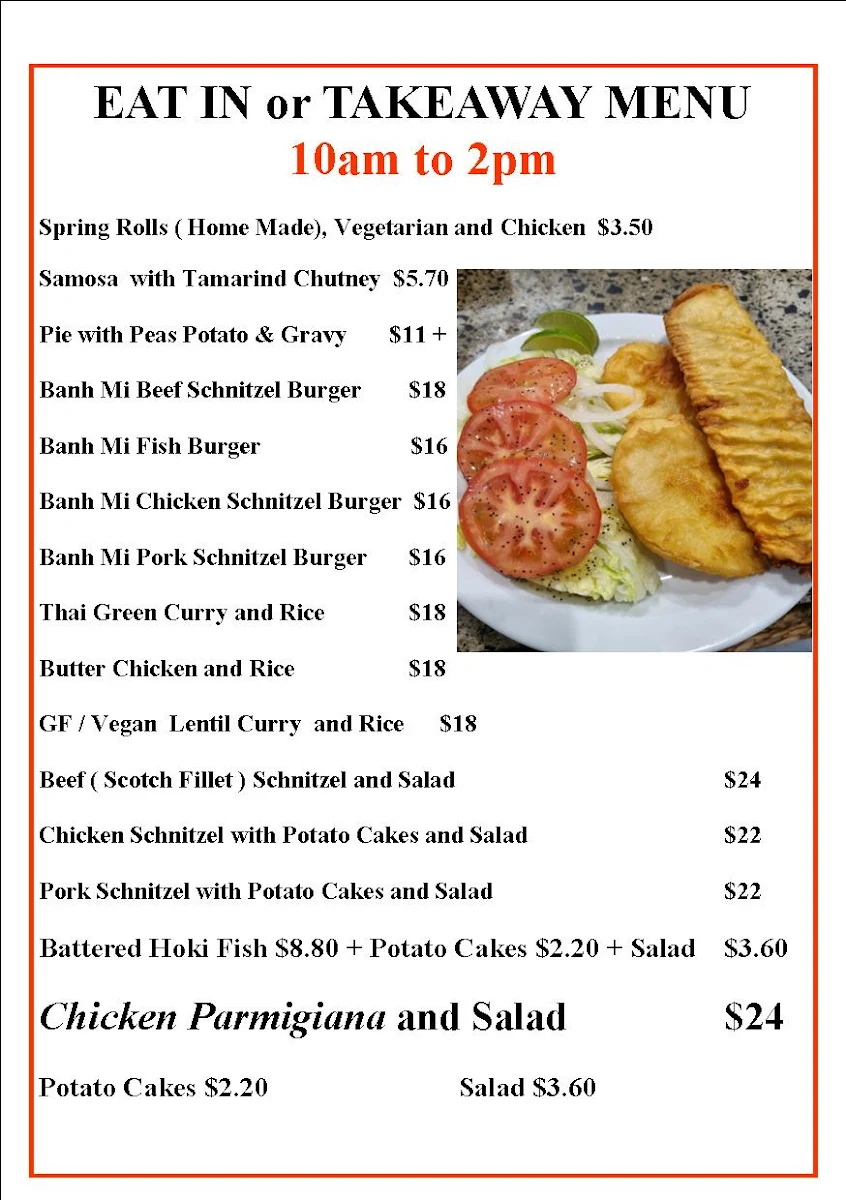 Menu, Annie's Country Bakery