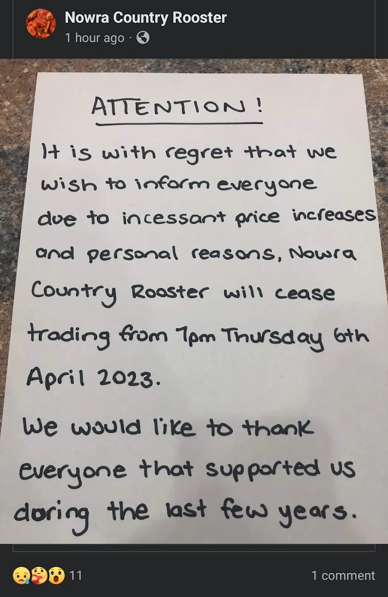 Menu, Country Rooster
