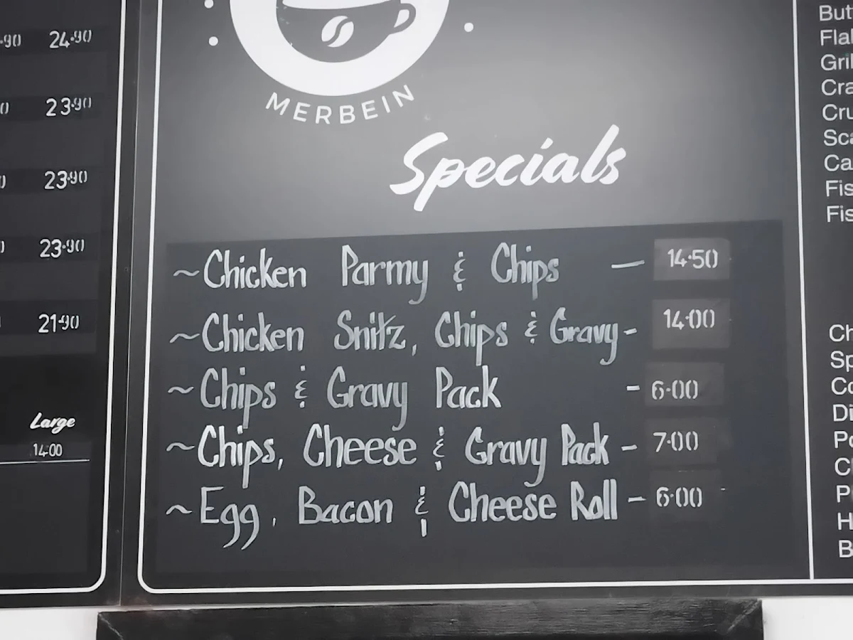 Menu, Merbein Pizza & Cafe