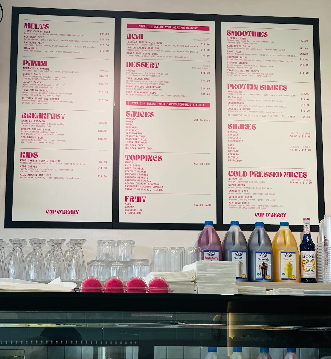Menu, Cup O'Berry