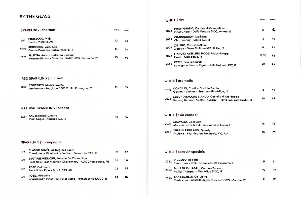 Menu, L'Enoteca Wine Bar at Il Mercato Centrale