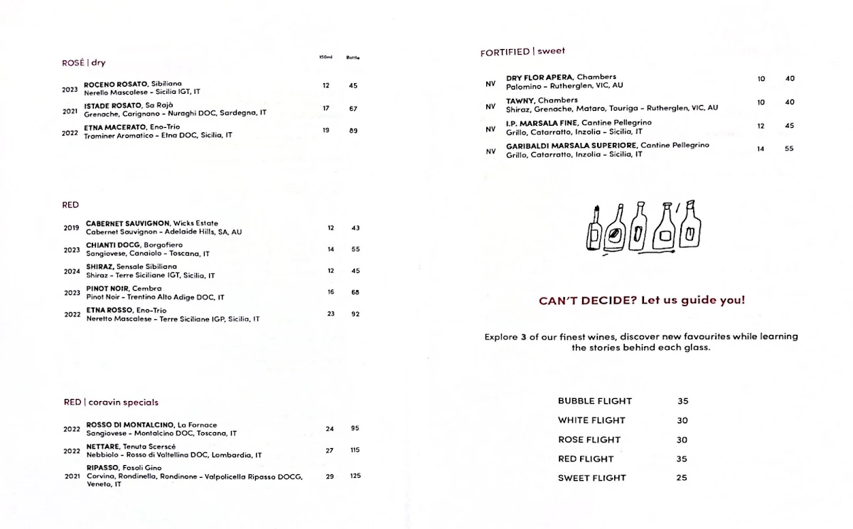 Menu, L'Enoteca Wine Bar at Il Mercato Centrale