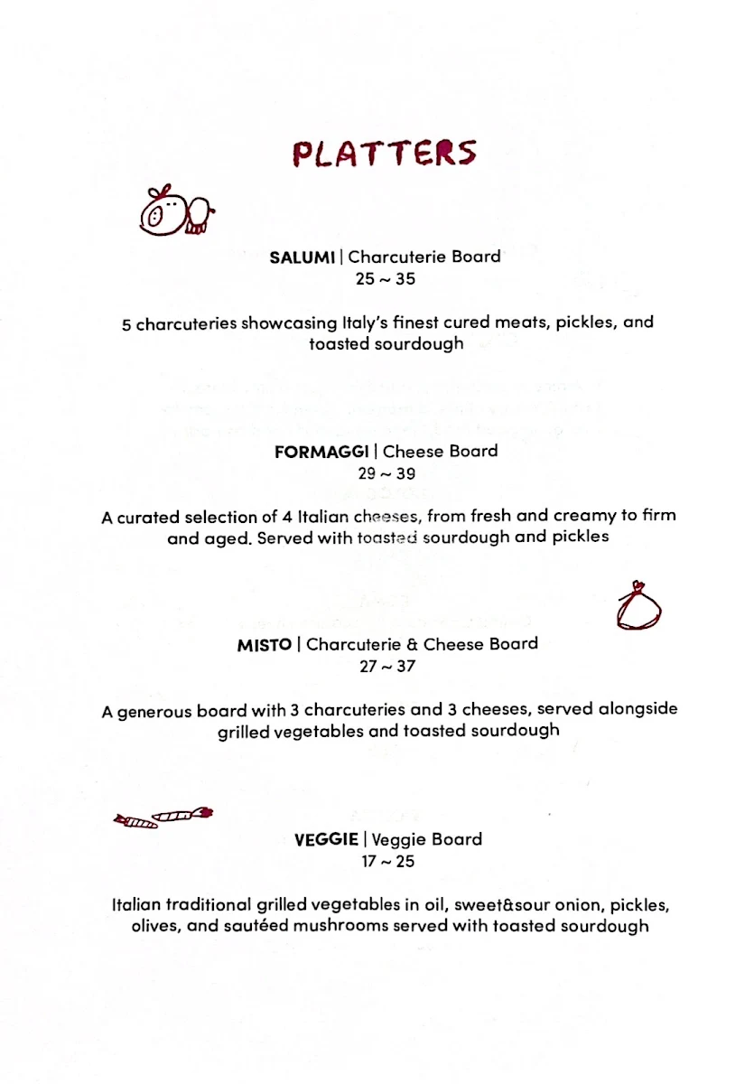Menu, L'Enoteca Wine Bar at Il Mercato Centrale