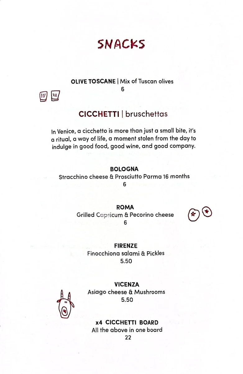 Menu, L'Enoteca Wine Bar at Il Mercato Centrale