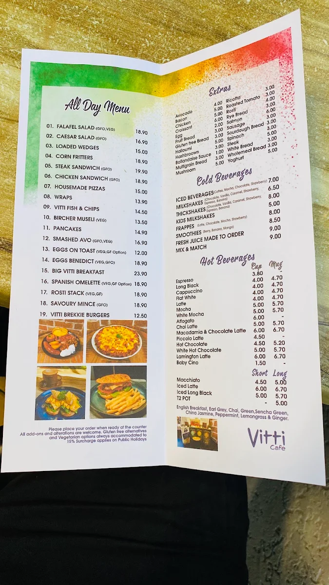 Menu, Vitti Cafe on Gregory