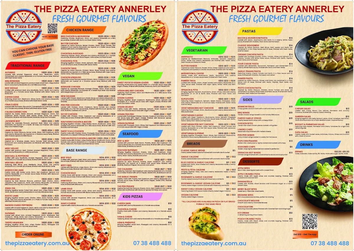 Menu, THE PIZZA EATERY ANNERLEY