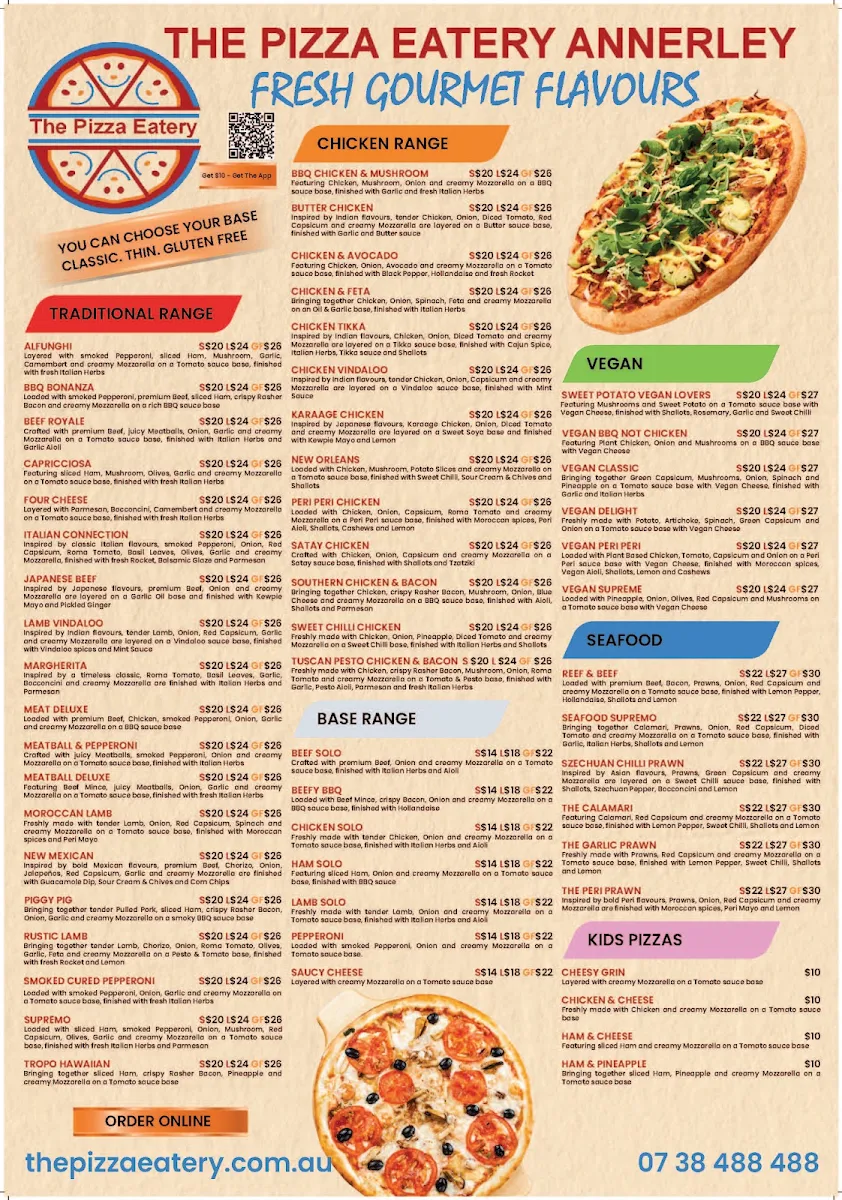 Menu, THE PIZZA EATERY ANNERLEY