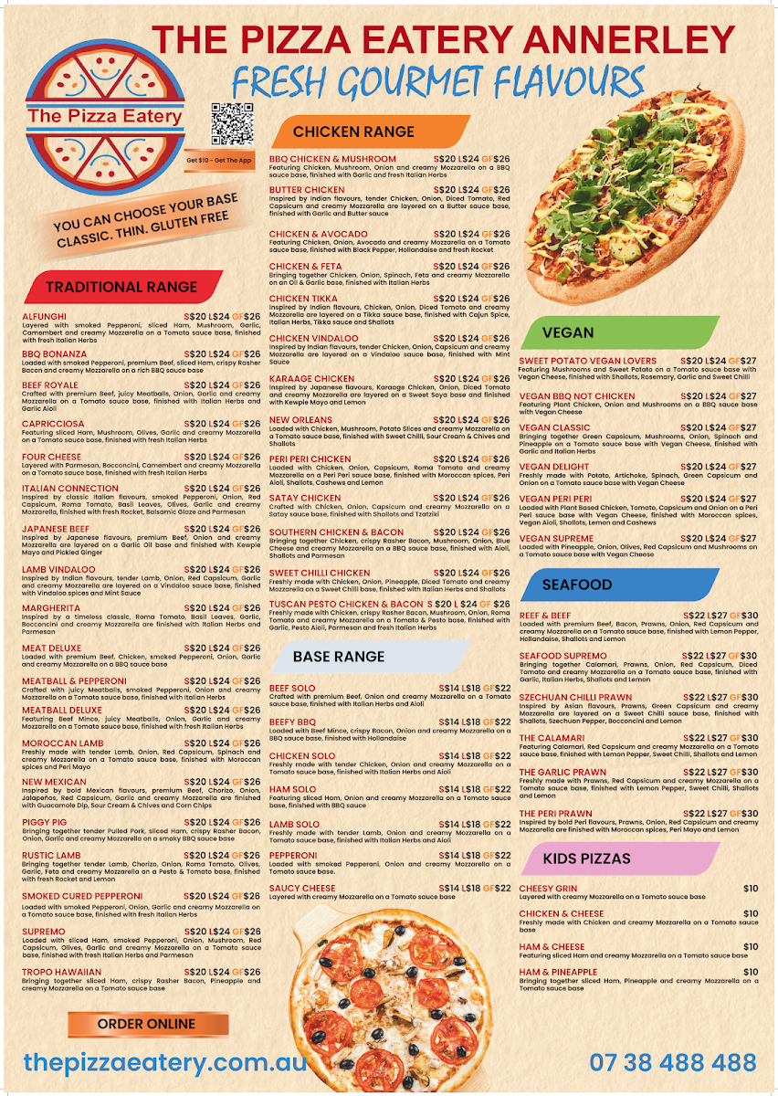 Menu, THE PIZZA EATERY ANNERLEY