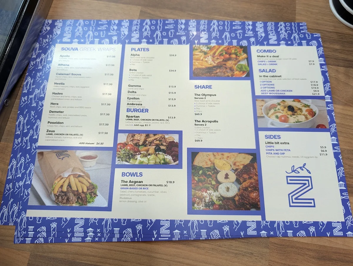 Menu, Zeta Greek Kitchen (Town Hall Square)
