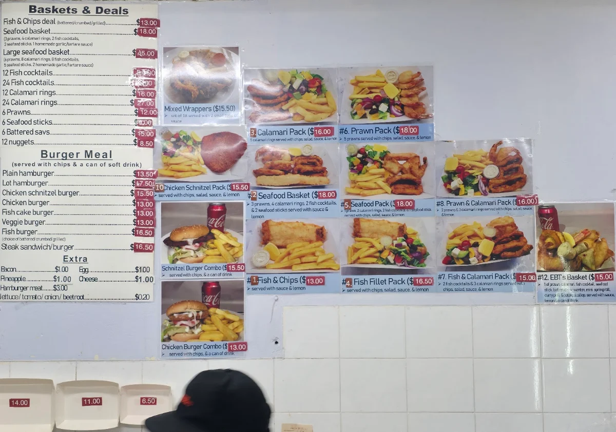 Menu, East Blaxland Takeaway