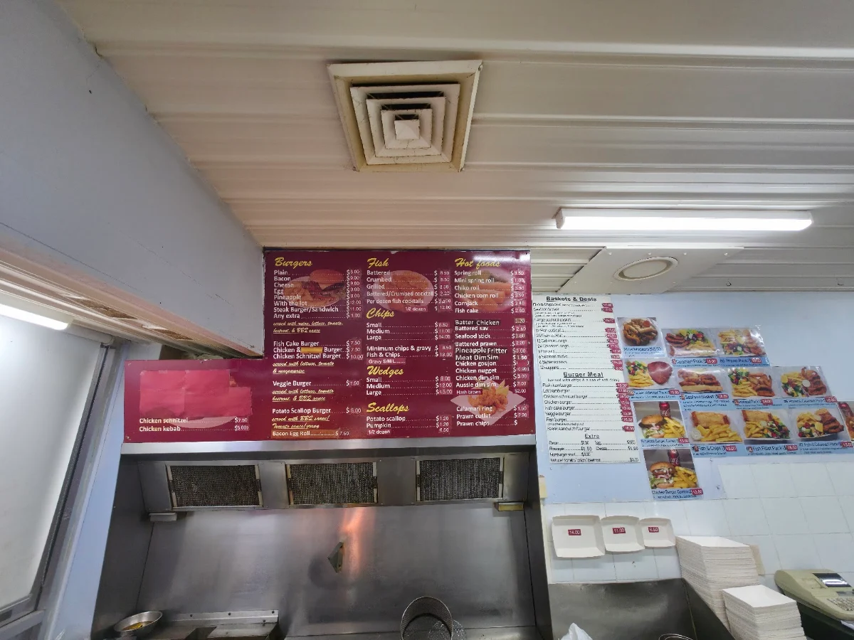 Menu, East Blaxland Takeaway