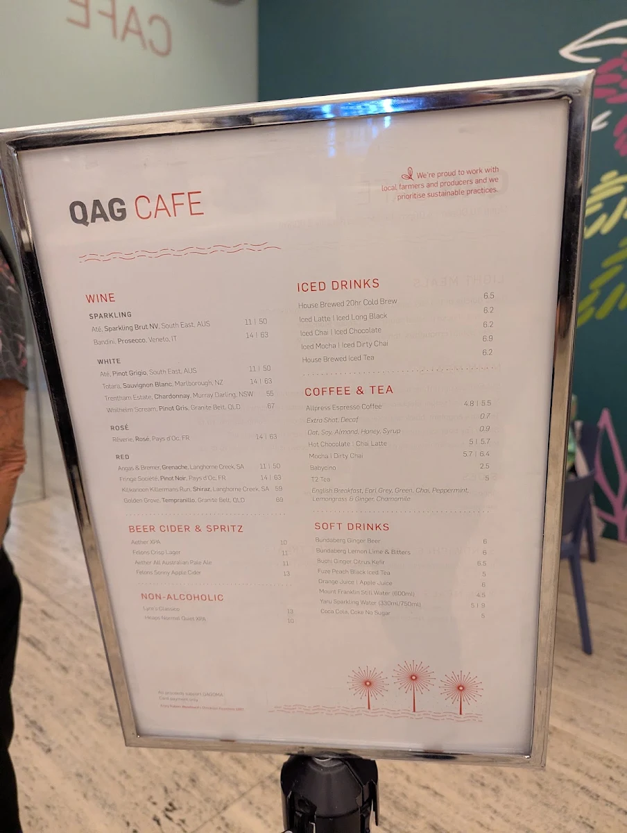 Menu, QAG Cafe