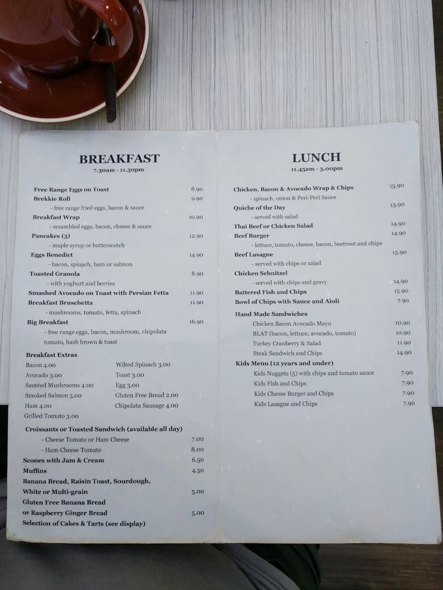 Menu, caffe luxxe