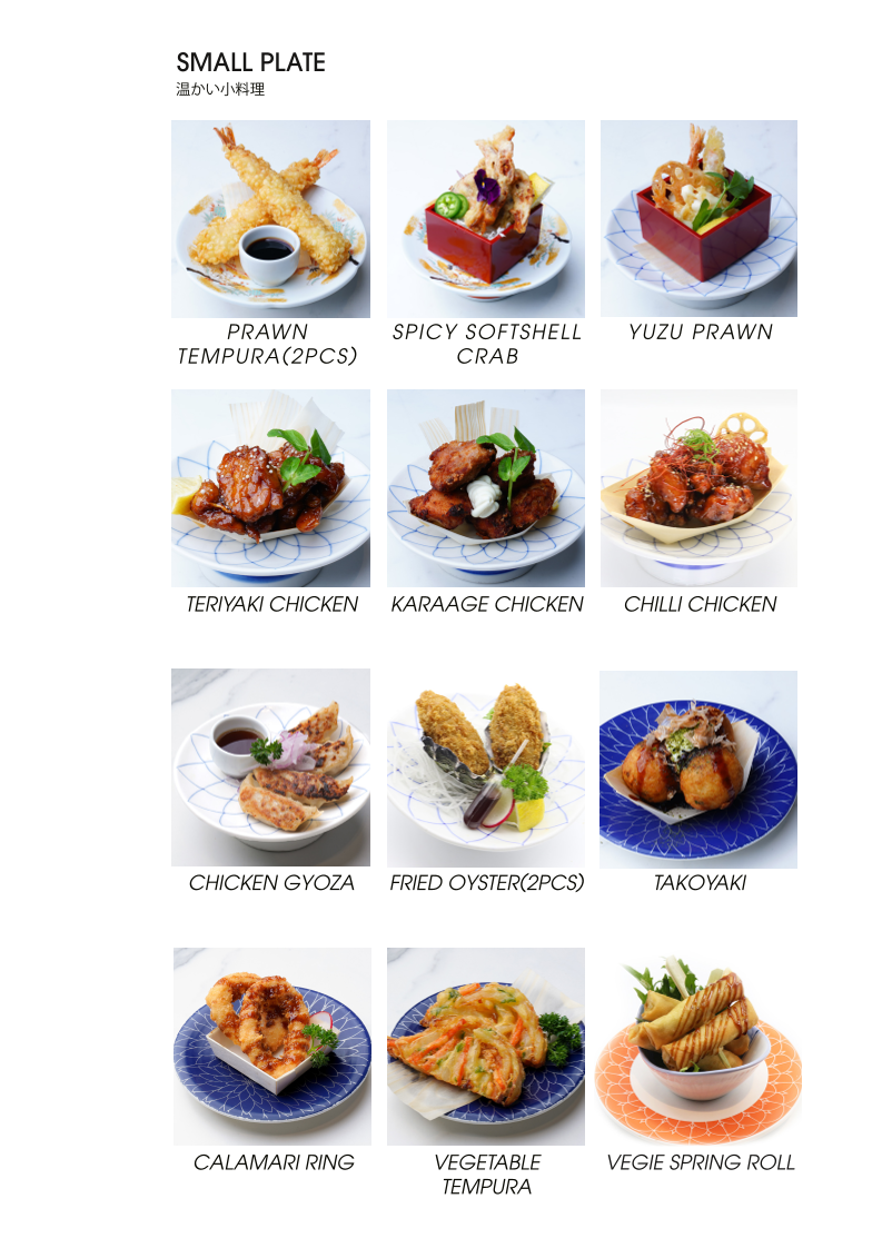 Menu, Marae Izakaya