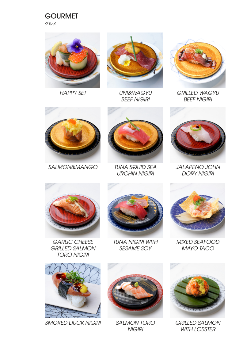 Menu, Marae Izakaya