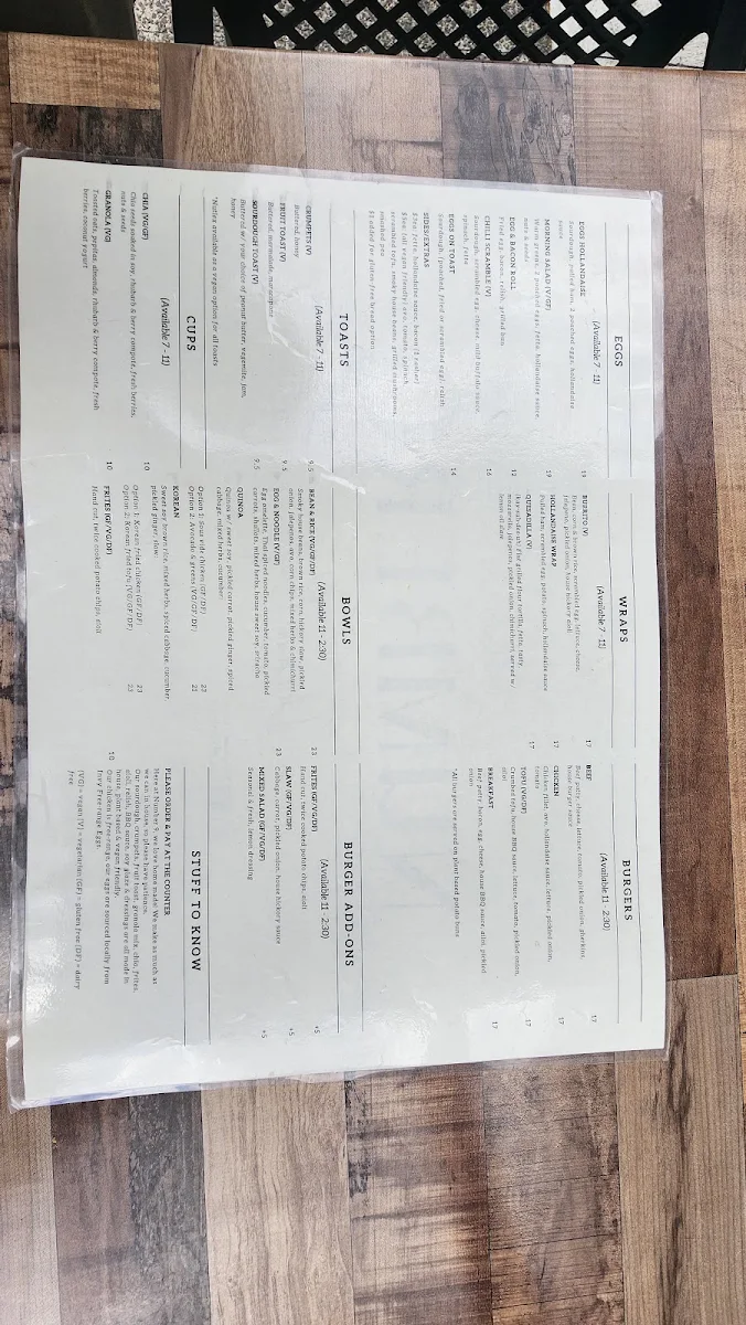 Menu, Number 9 Dream