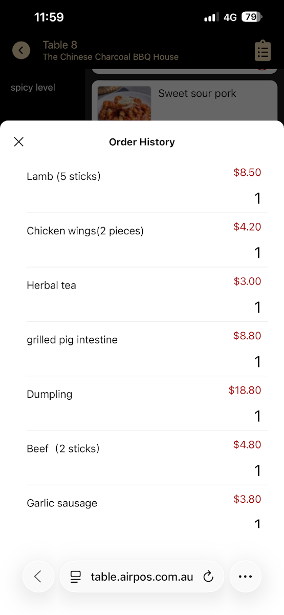 Menu, The Chinese Charcoal BBQ House