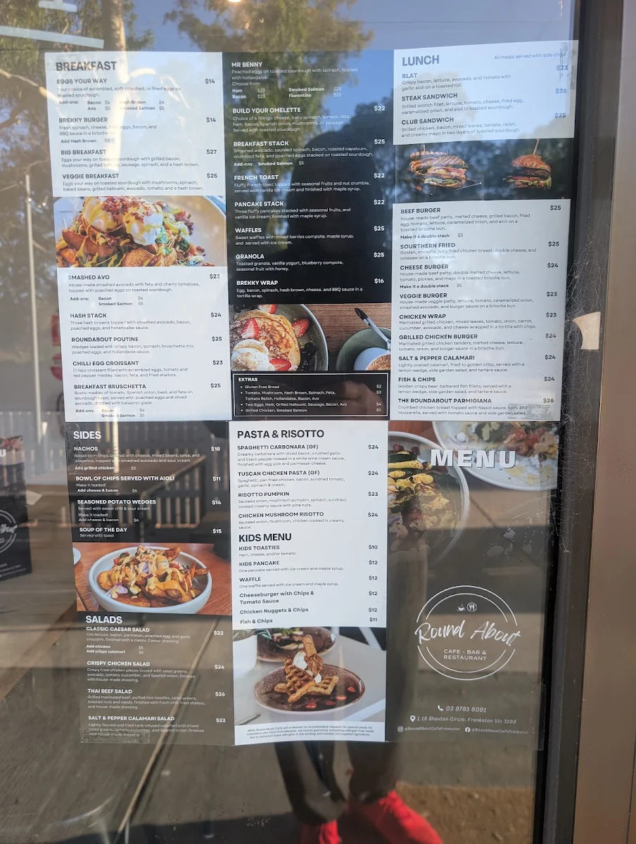 Menu, Round About Cafe