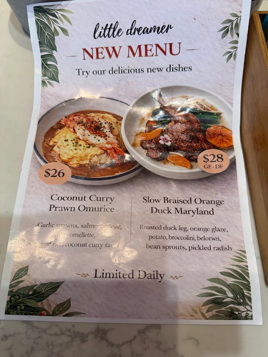 Menu, Little Dreamer Cafe