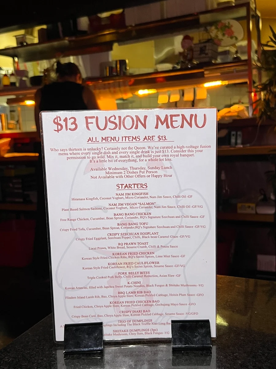 Menu, Rice Queen Oriental Diner and Bar