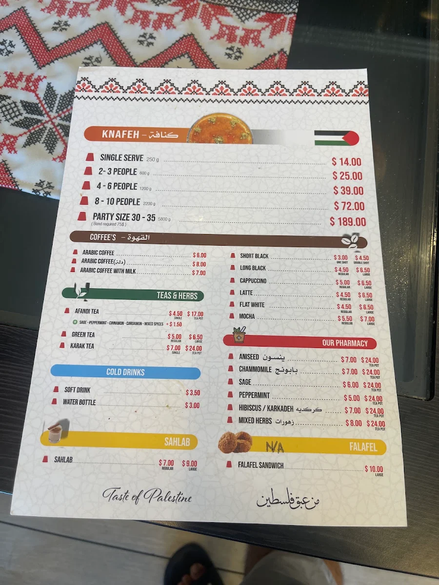 Menu, AFANDI RESTOCAFE
