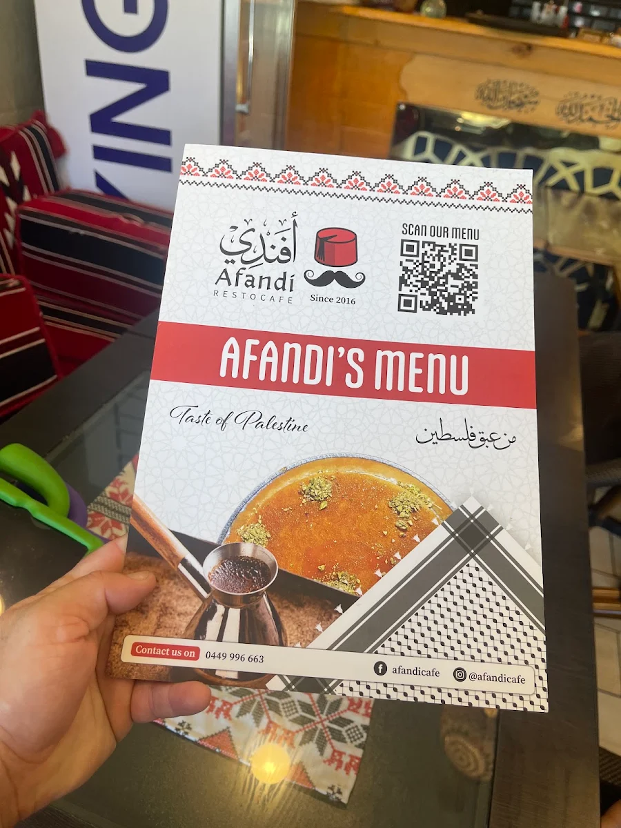 Menu, AFANDI RESTOCAFE