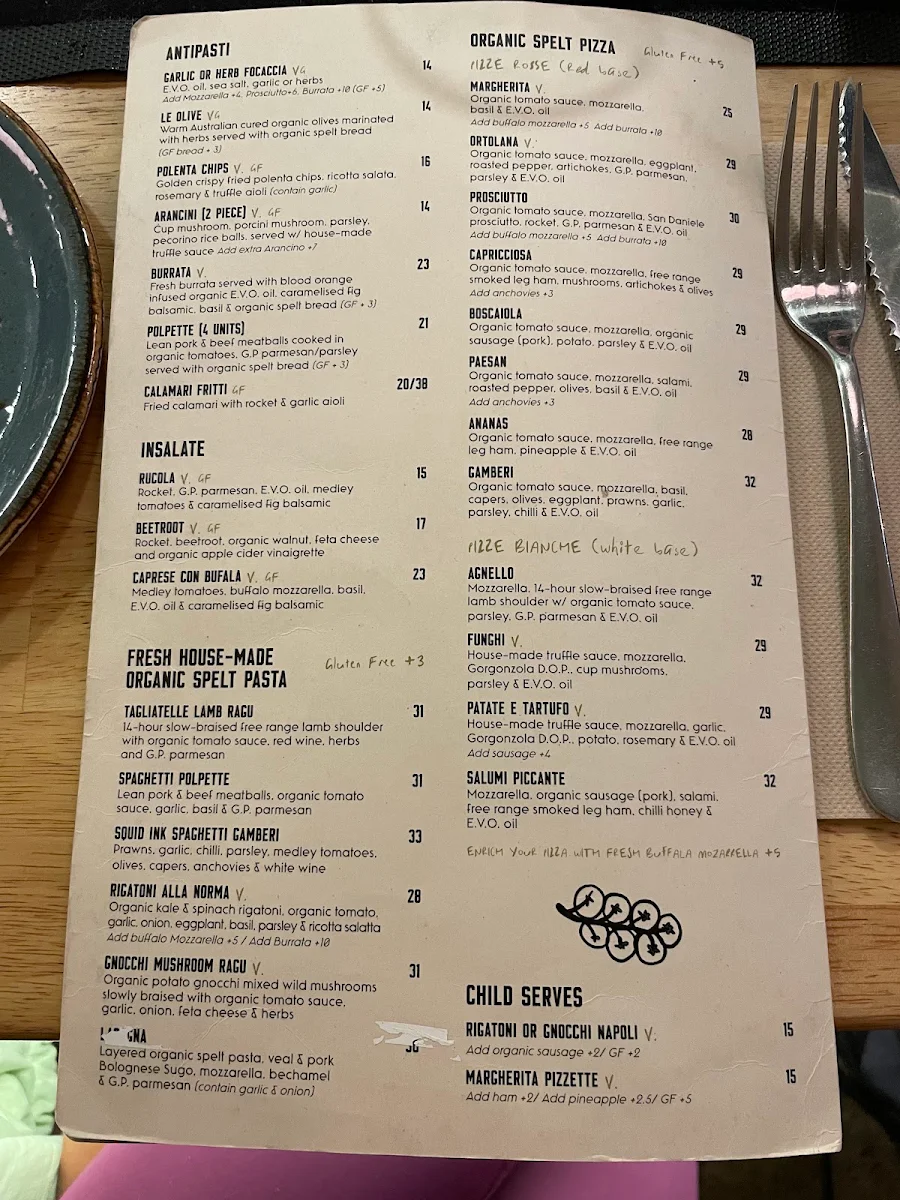 Menu, Farro Pizzeria Richmond