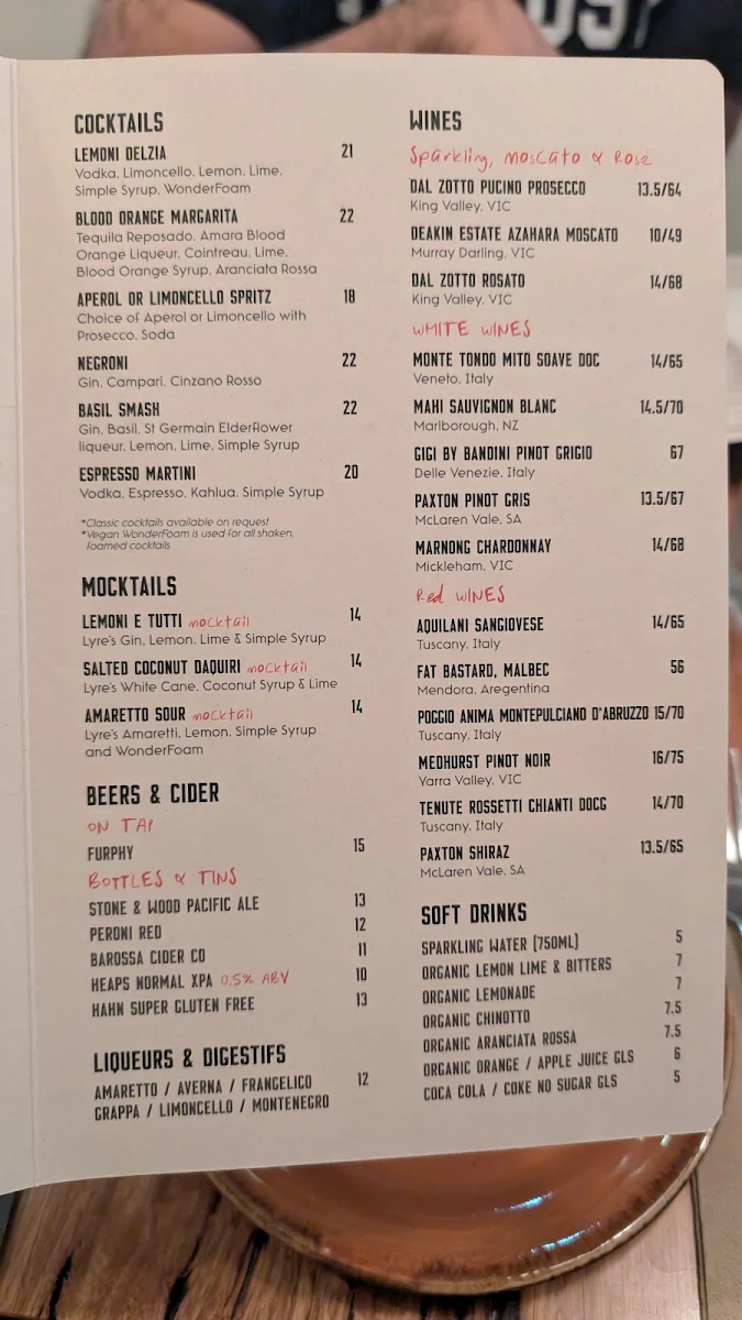 Menu, Farro Pizzeria Richmond