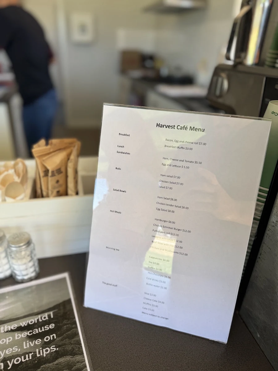 Menu, Harvest Cafe