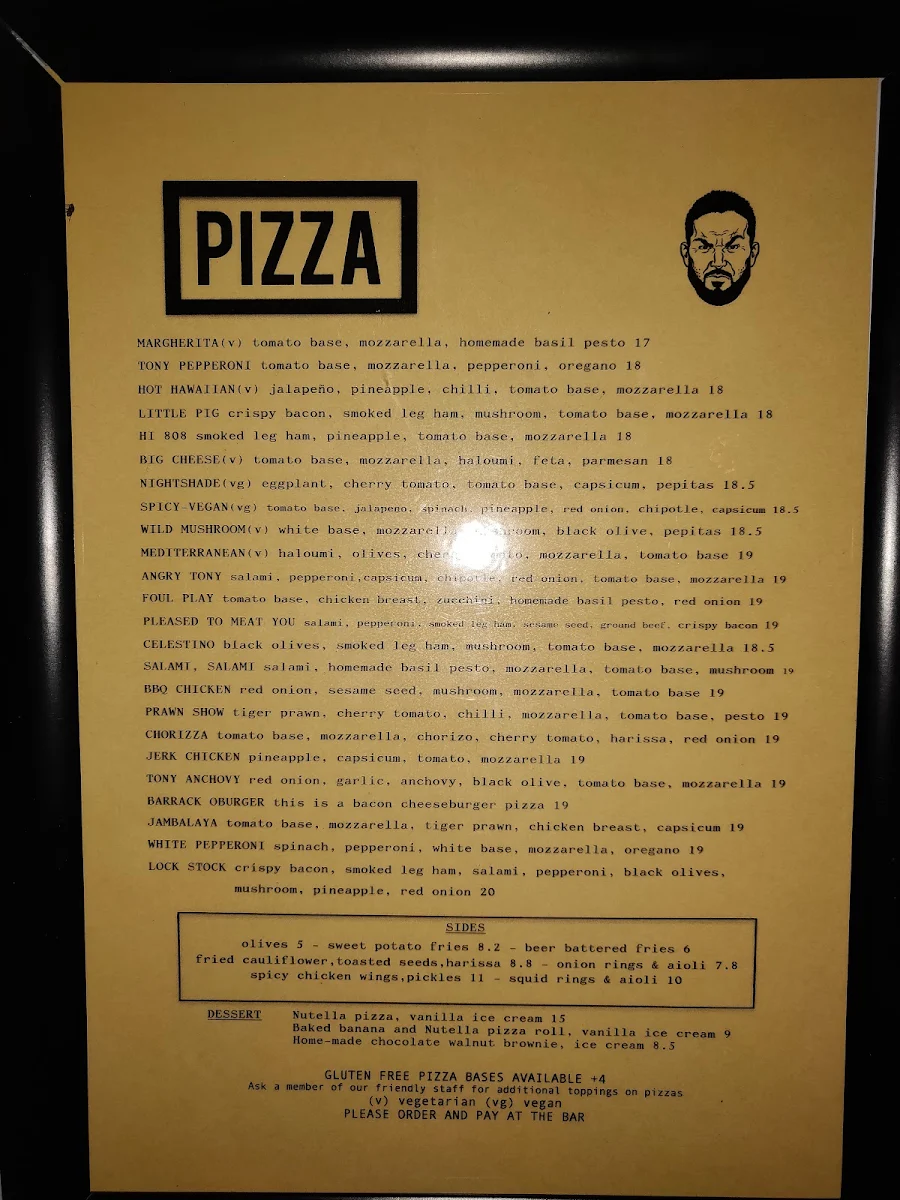 Menu, New Britannia