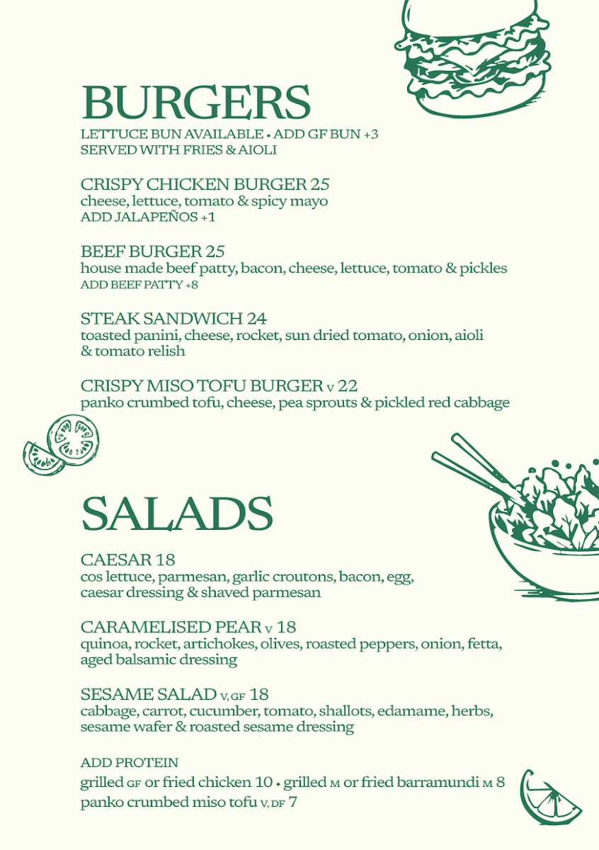 Menu, Pennys Hotel