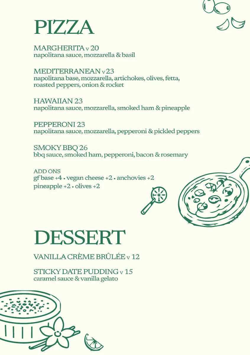 Menu, Pennys Hotel