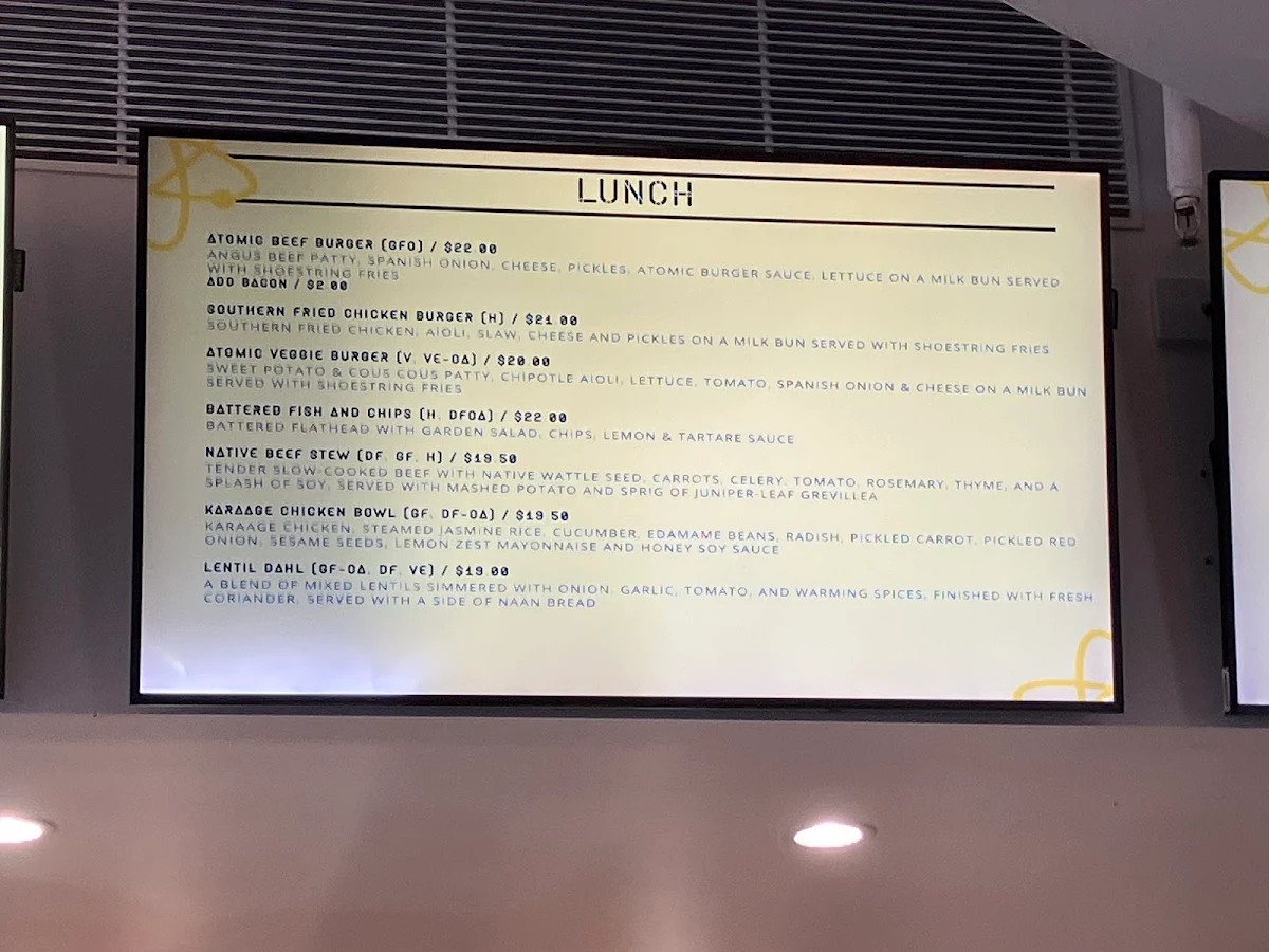 Menu, Atomic Catering