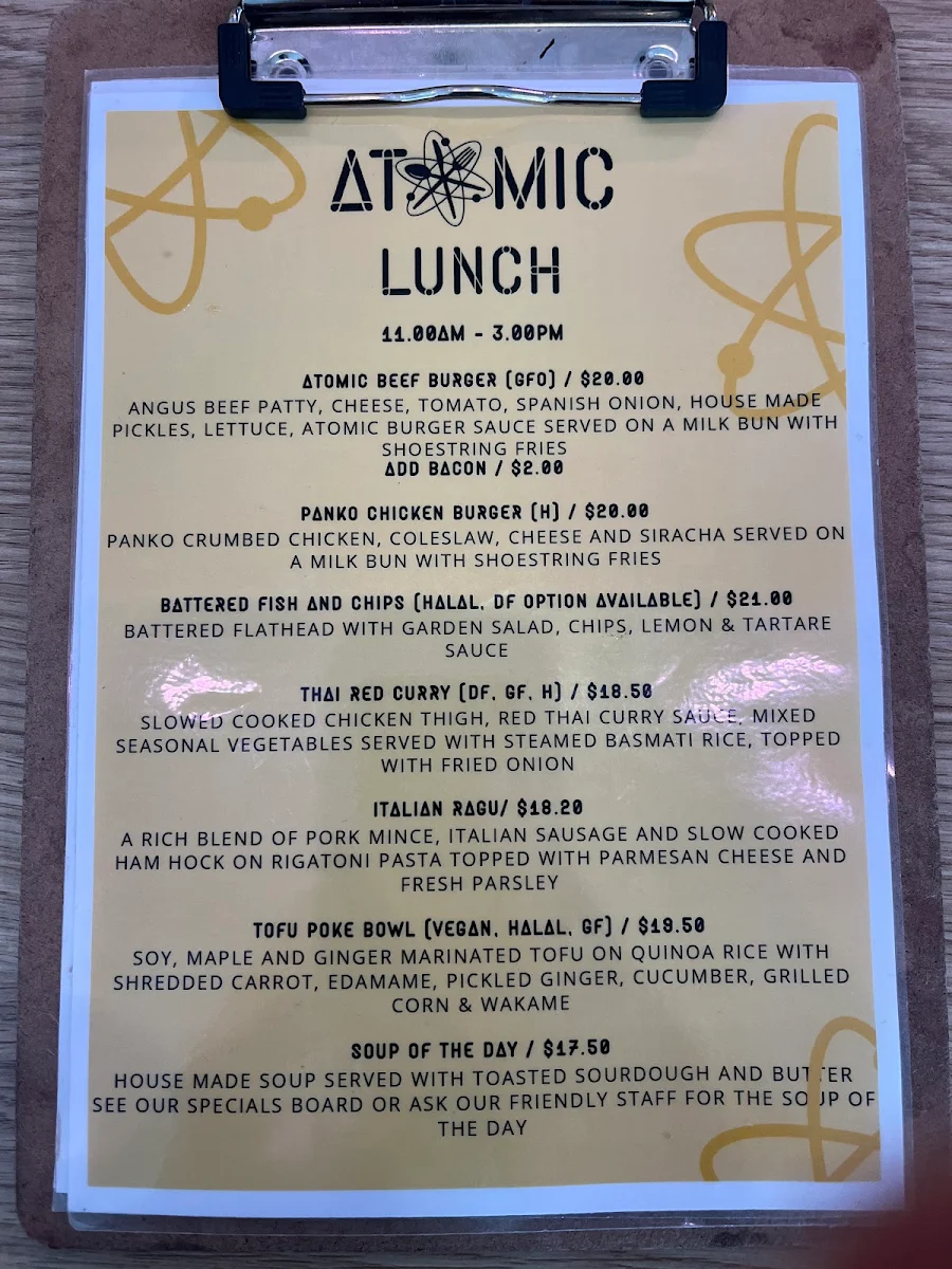Menu, Atomic Catering