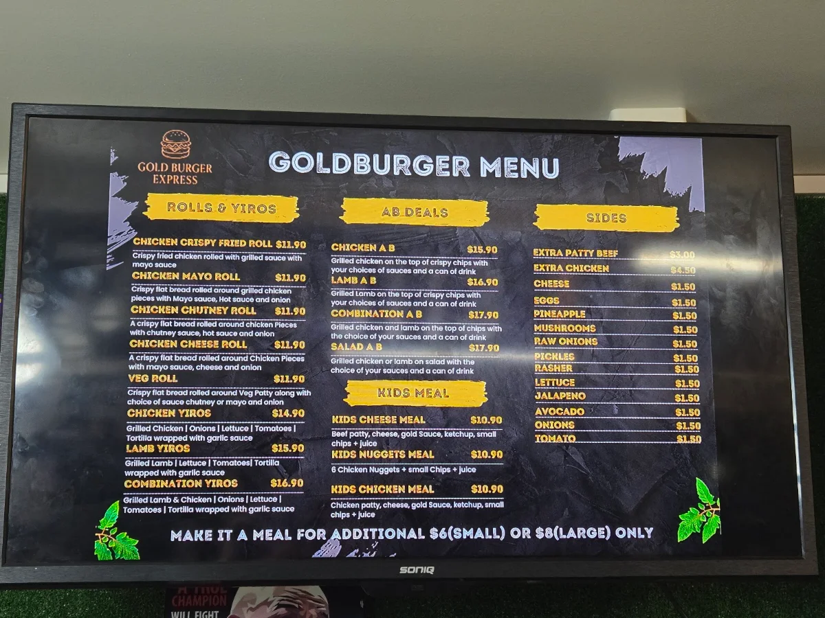 Menu, Goldburger Express (Halal)