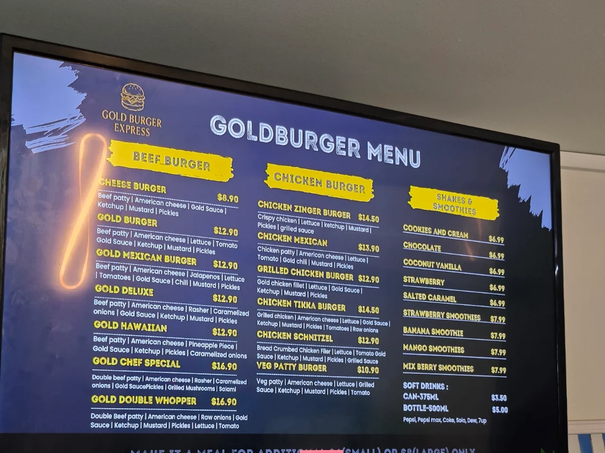 Menu, Goldburger Express (Halal)