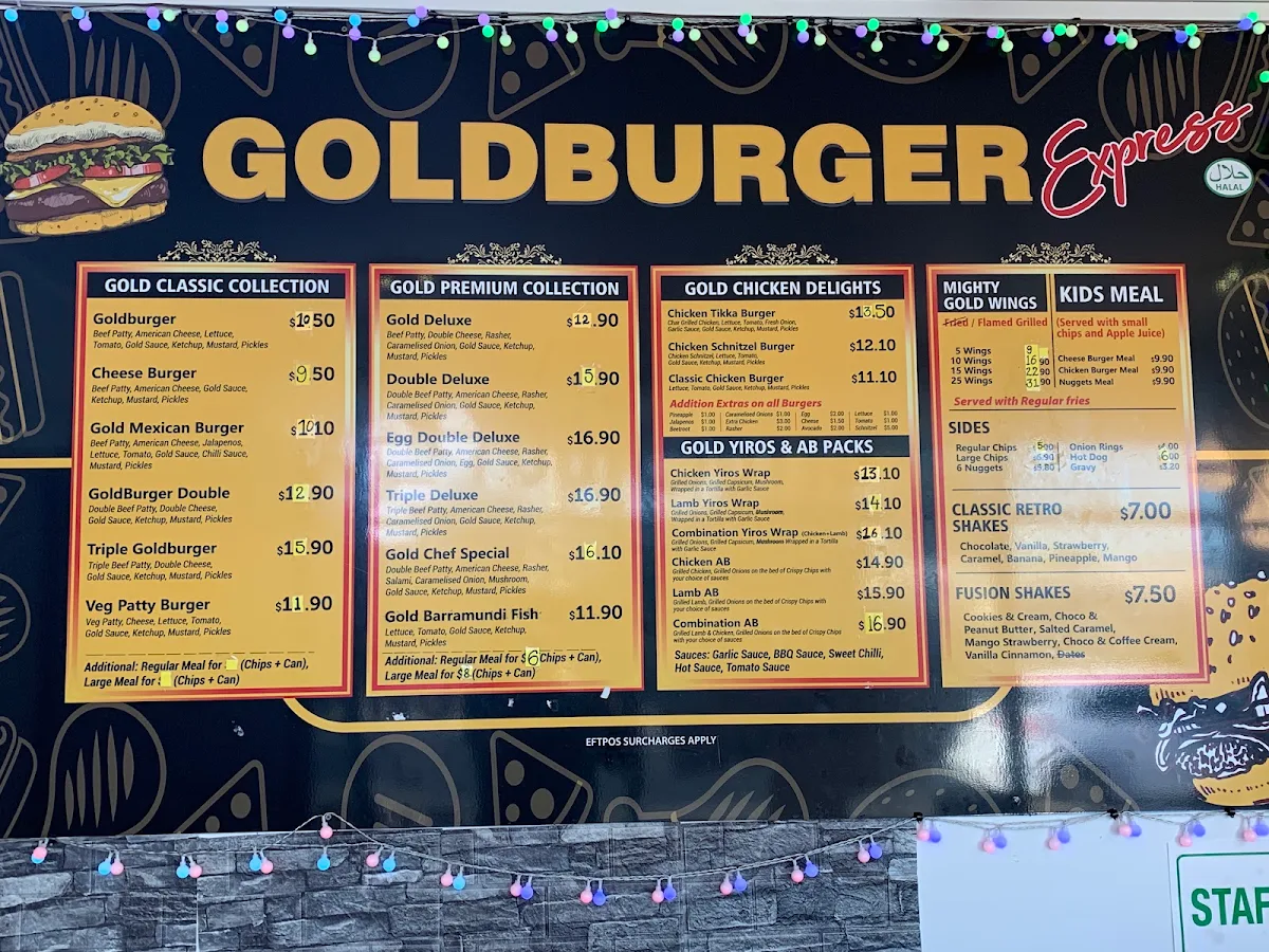 Menu, Goldburger Express (Halal)