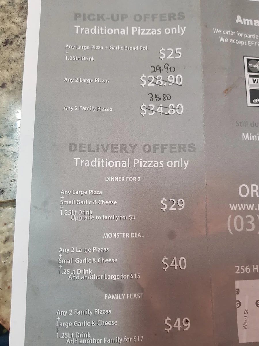 Menu, MONSTER PIZZA