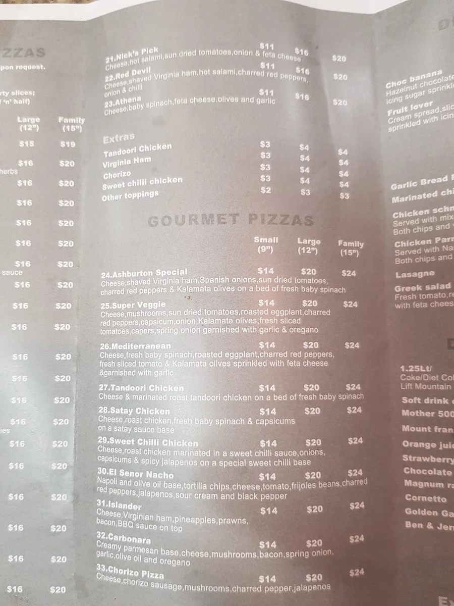Menu, MONSTER PIZZA