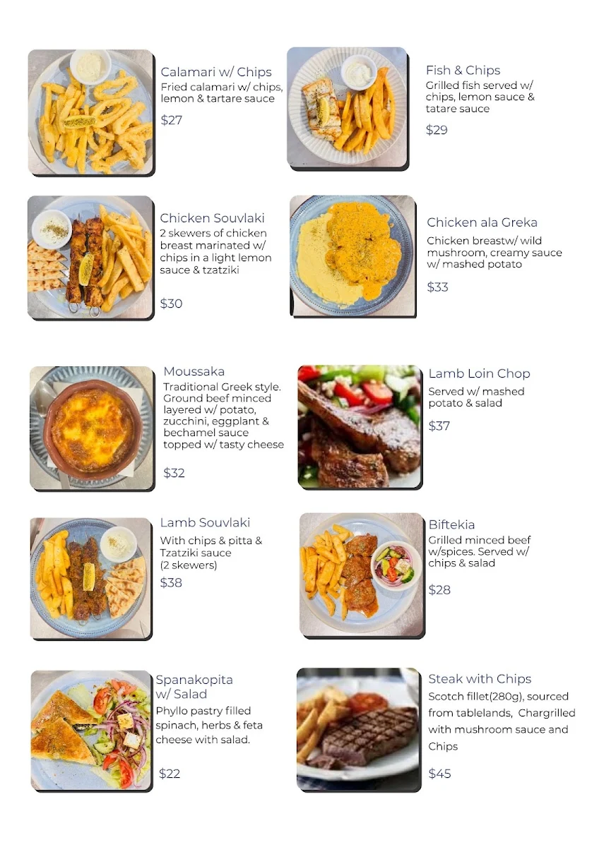 Menu, Mykonos Grill and Yiros Bar