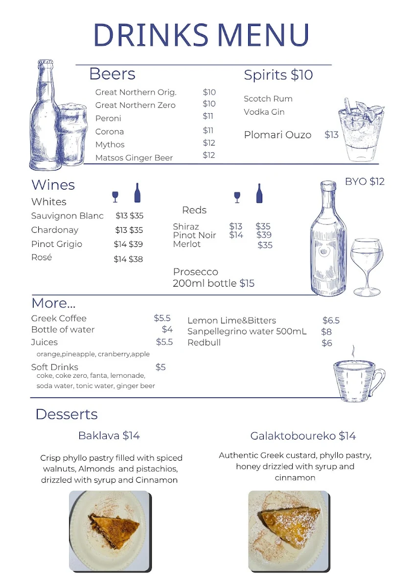 Menu, Mykonos Grill and Yiros Bar